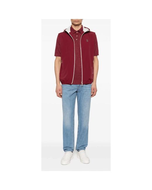 Brunello Cucinelli Red Polo Shirts for men