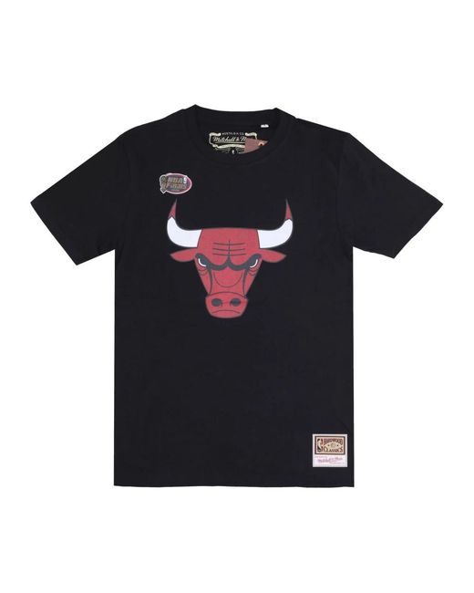 Mitchell & Ness Tops ,Zwart ,Katoen Chicago Bulls Logo Tee 1996 Finals in het Black voor heren