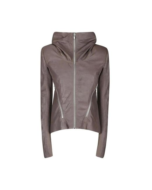 Rick Owens Brown Tailored Lamb Leather Jacket With Padded Shoulders