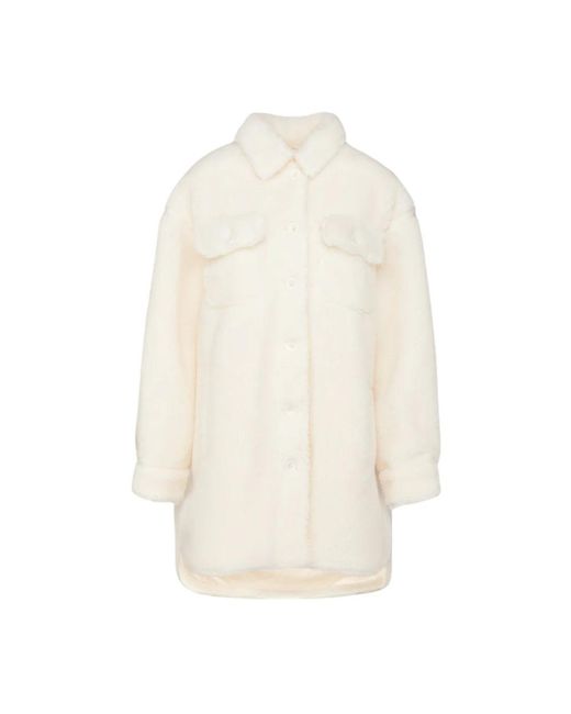 Stand Studio Jassen ,Wit ,Wol Eco Teddy Oversize Jas Sabi in het White