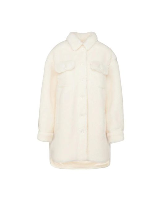 Stand Studio Jassen ,Wit ,Wol Eco Teddy Oversize Jas Sabi in het White