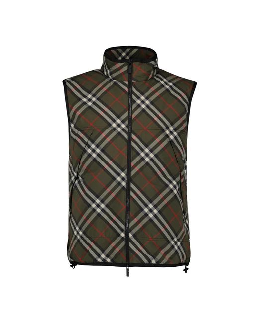Burberry Jassen ,Groen ,Nylon Vintage Geruite Mouwloze Jas Mannen in het Green voor heren