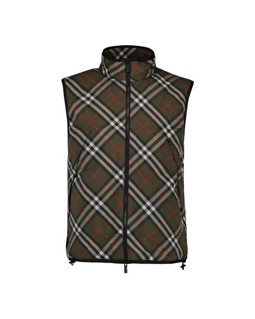 Burberry Jassen ,Groen ,Nylon Vintage Geruite Mouwloze Jas Mannen in het Green voor heren