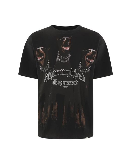Represent Tops ,Zwart ,Katoen Thoroughbred T-Shirt in het Black voor heren