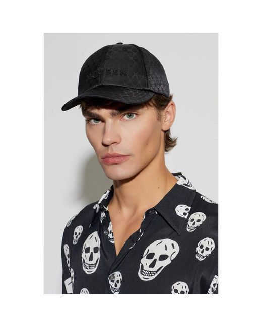 McQueen Accessoires ,Zwart ,Skull Repeat Baseball Cap in het Black voor heren