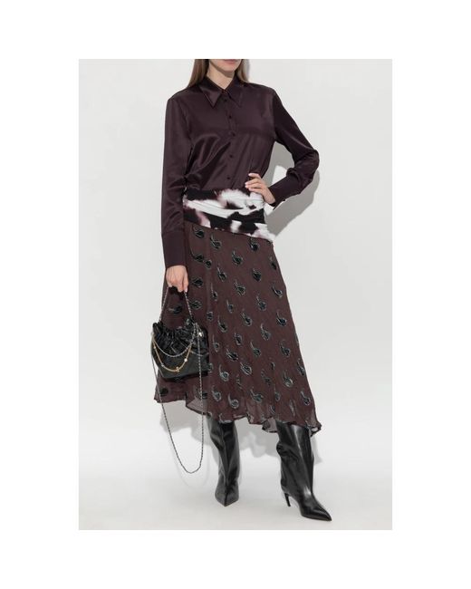 Tory Burch Overhemden ,Paars ,Leer Silk Shirt in het Blue