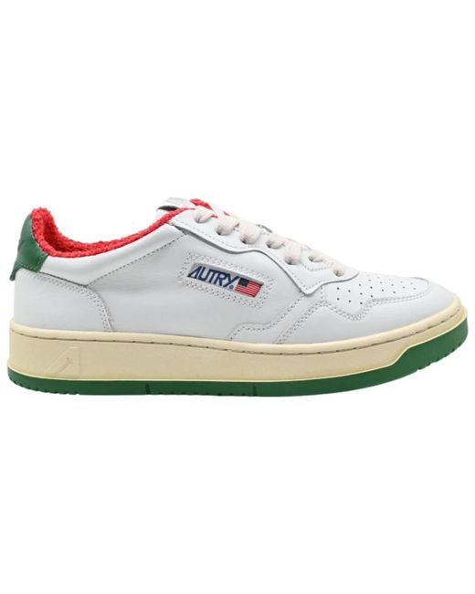 Autry White Rote leder low top sneakers