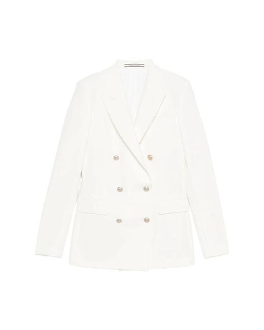 Tagliatore Jassen ,Wit ,Leer Parigi Double-Breasted Blazer in het White
