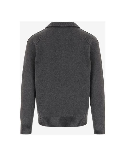 C P Company Gray Round-Neck Knitwear for men