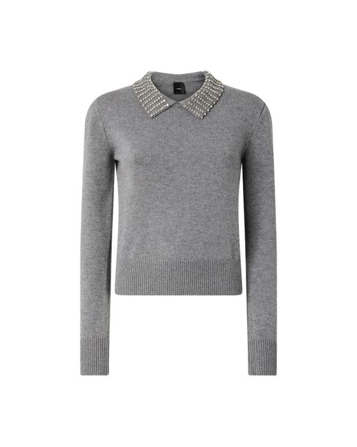 Round-Neck Knitwear Pinko en coloris Gray