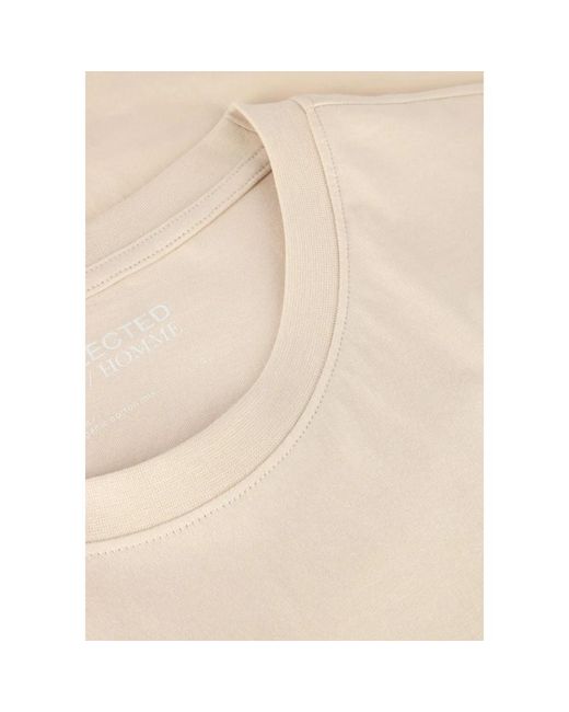 SELECTED Tops ,Katoen Slhaspen Ss O-Neck Tee Noos in het Natural voor heren