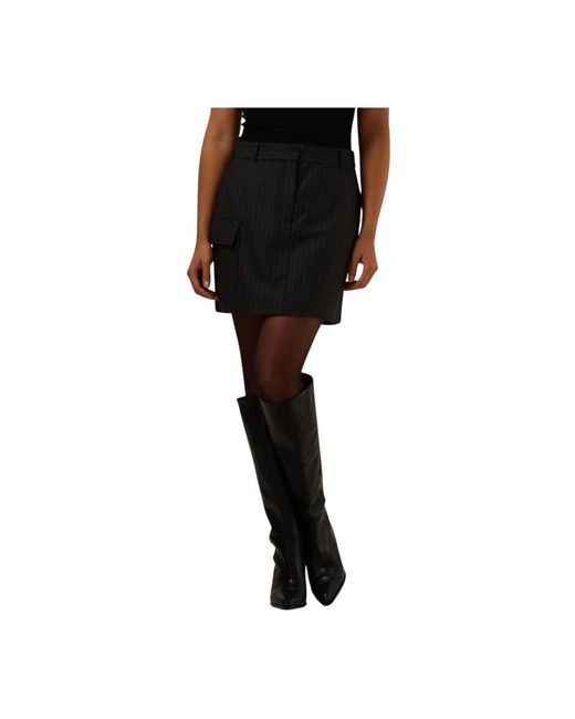 Aaiko Pinstripe Mini Rok in het Black