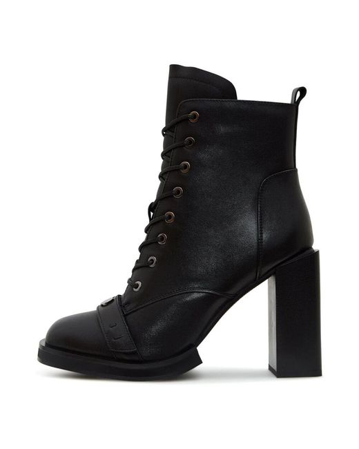 CESARE GASPARI Black Leder Schnürstiefeletten Laetitia
