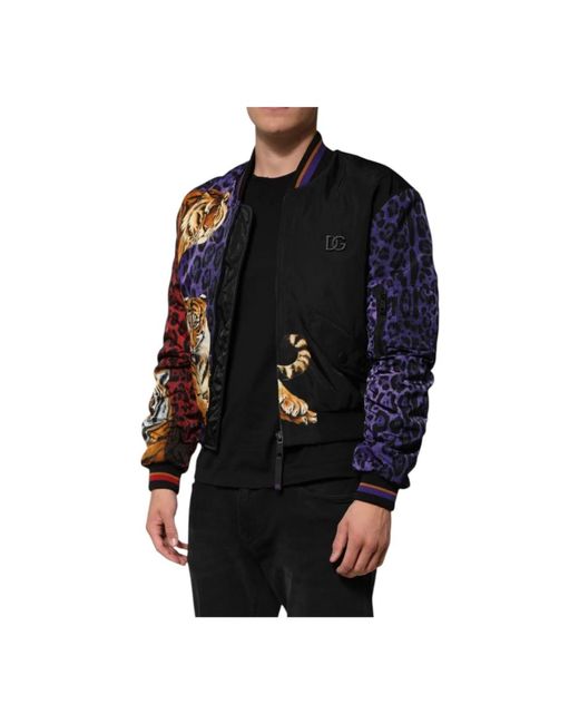 Dolce & Gabbana Tijgerprint Bomberjack Met Rits in het Black voor heren