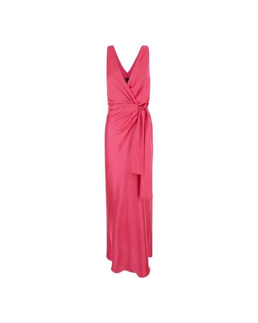 Vestido elegante de satén con escote en v Pinko de color Pink