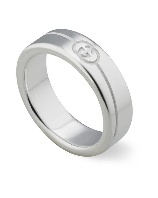 Gucci White Silberring mit interlocking g-logo