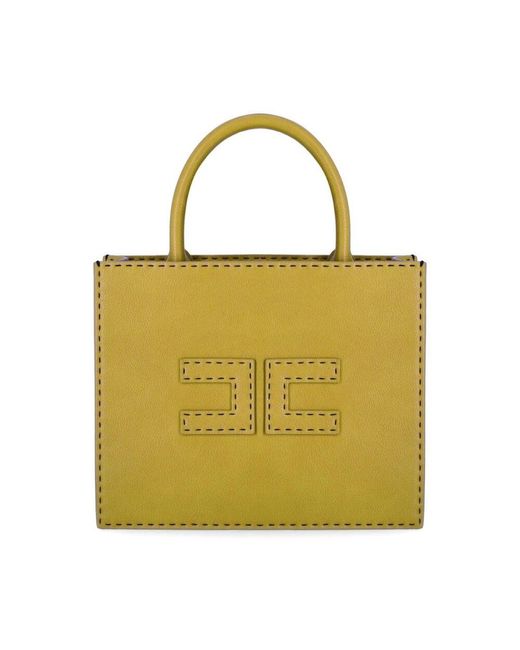 Elisabetta Franchi Yellow Curry Handtasche Mit Doppel-C-Logo