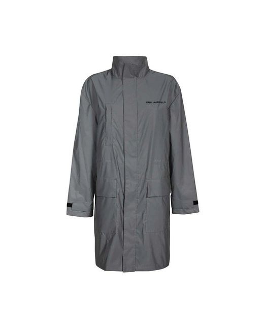 Karl Lagerfeld Gray Techno-stoffjacke mit mehreren taschen