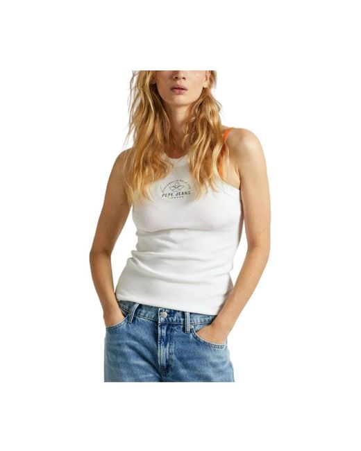 Pepe Jeans Blue Sleeveless Tops