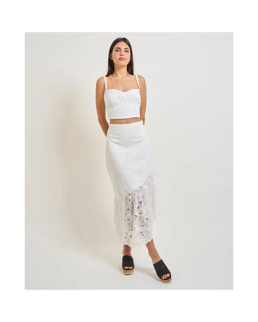 Guess Eyelets Midi Rok in het Gray