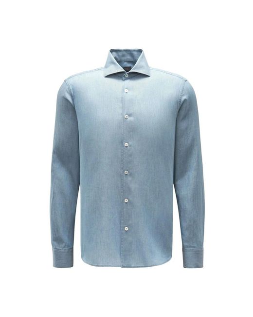 Fedeli Blue Denim Shirts for men