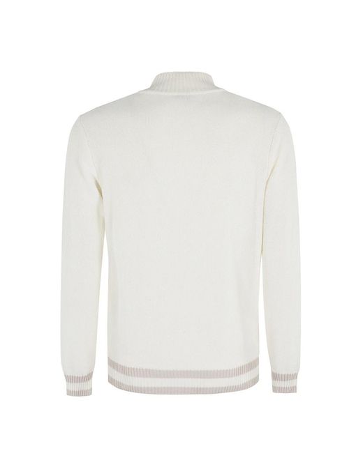 Eleventy Truien & Vesten ,Wit ,Top Met V-Hals En Contrasterende Bies in het White voor heren