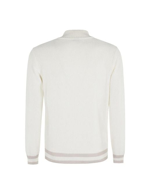 Eleventy Truien & Vesten ,Wit ,Top Met V-Hals En Contrasterende Bies in het White voor heren