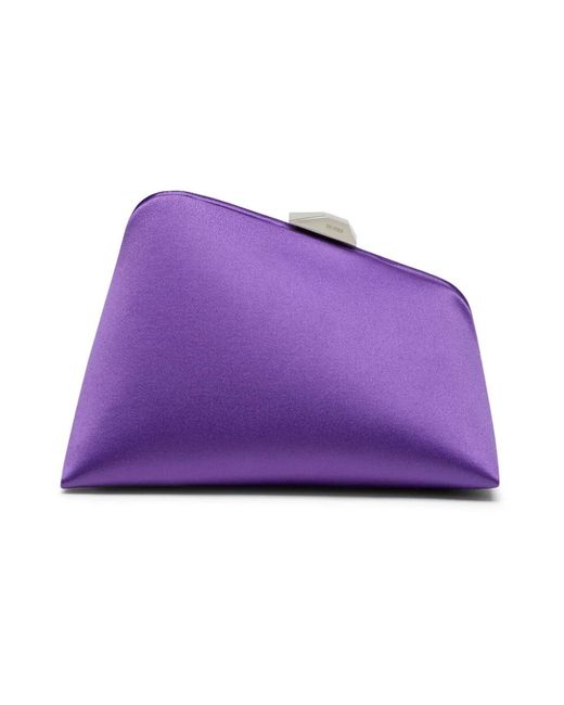 The Attico Purple Violette Satin Mini Clutch Mit Schulterriemen