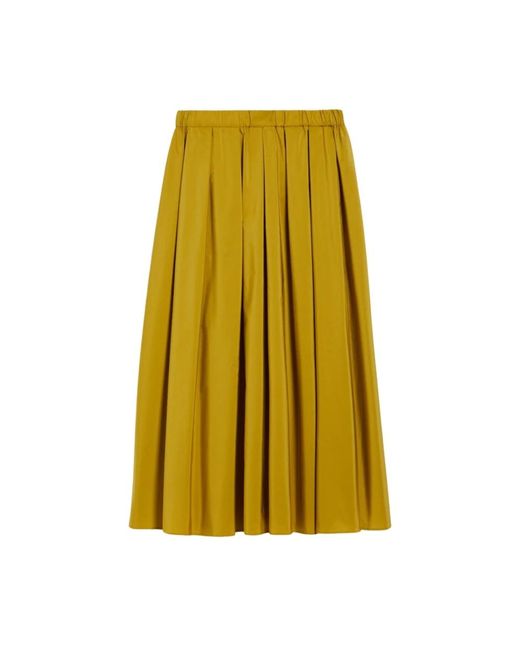 Falda larga de tafetán a-line Max Mara de color Yellow