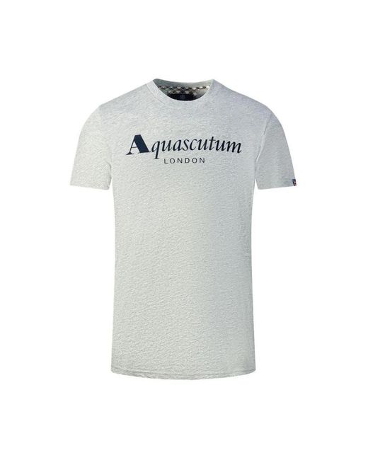 T-shirt in cotone con bandiera union jack di Aquascutum in Gray da Uomo
