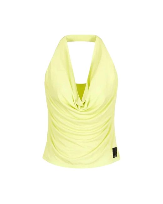 ARMANI EXCHANGE Yellow Sleeveless Tops