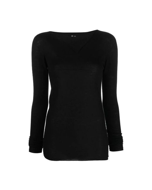 Rick Owens Gray Sweatshirts,schwarzer column strickpullover casual stil