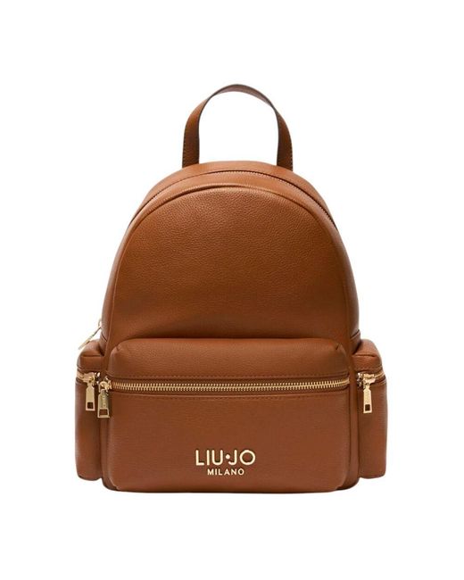 Liu Jo Brown Rucksack Aus Kunstleder Mit Fronttasche