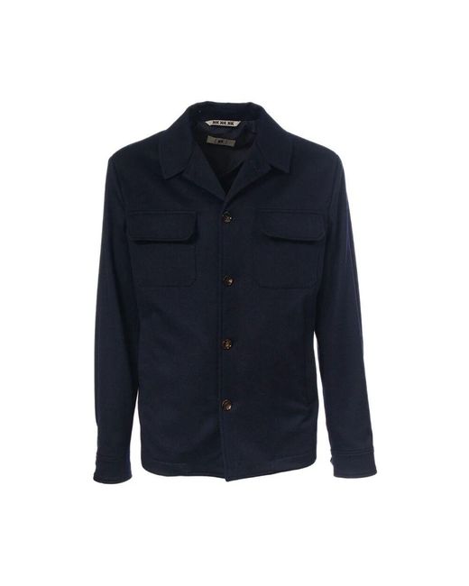 KIRED Hemdjacke aus reiner wolle in Blue für Herren