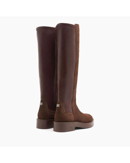 Charlie Stretch Suede Boots di Casadei in Brown