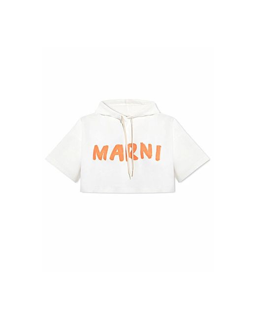 Marni Hoodies & Sweatvesten ,Wit ,Katoen Stijlvol Sweatshirt in het Pink