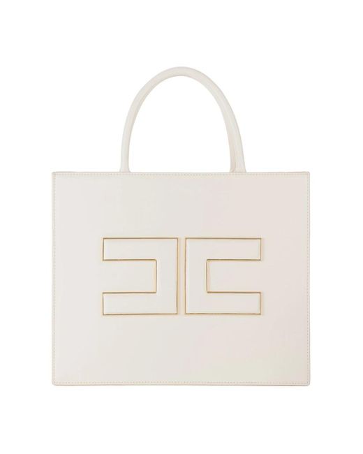 Borsa alla moda con maxi logo di Elisabetta Franchi in White