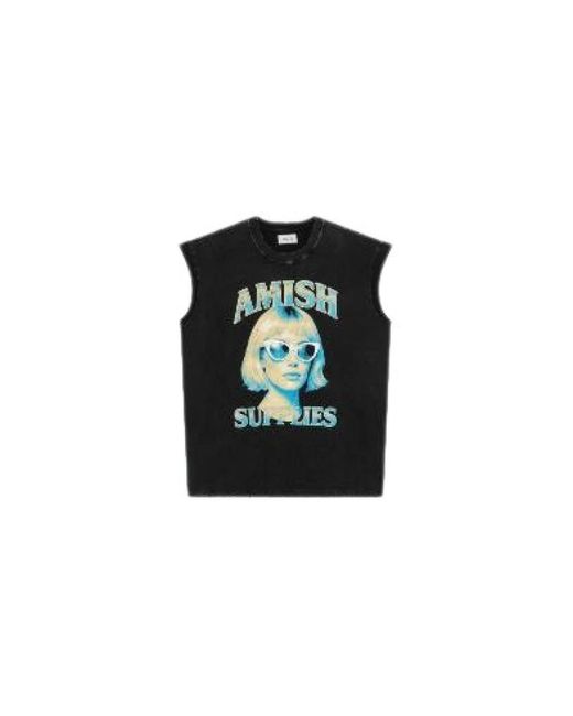 AMISH Black Sleeveless Tops for men