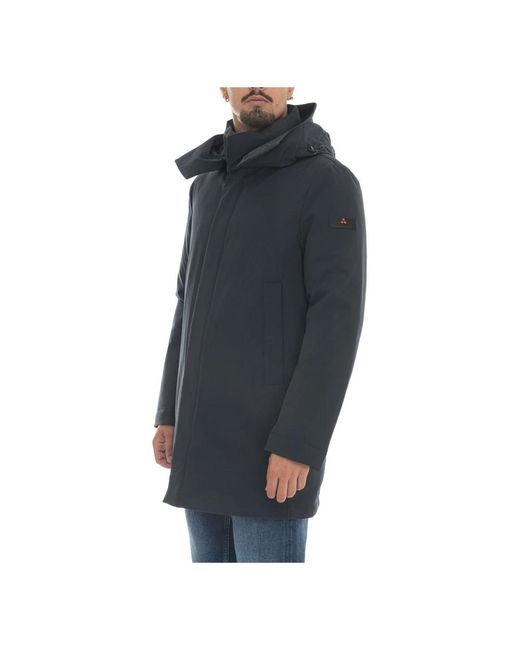 Peuterey Jassen ,Blauw ,Polyester Gewatteerde Jas Met Afneembare Capuchon in het Blue voor heren