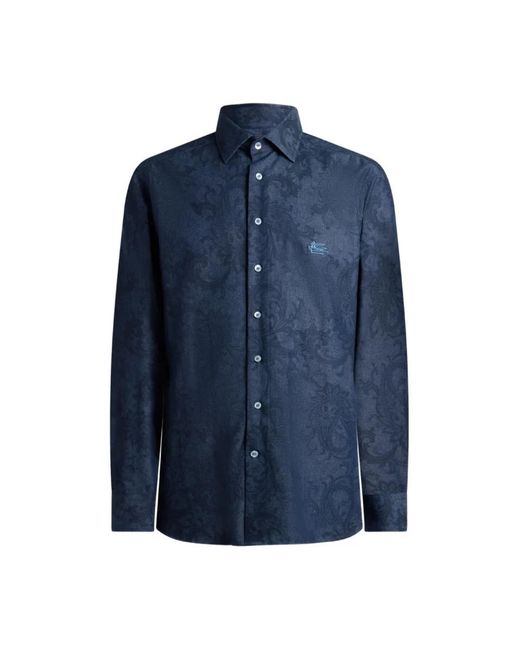 Etro Overhemden ,Blauw ,Denim Cotton Denim Shirt in het Blue voor heren