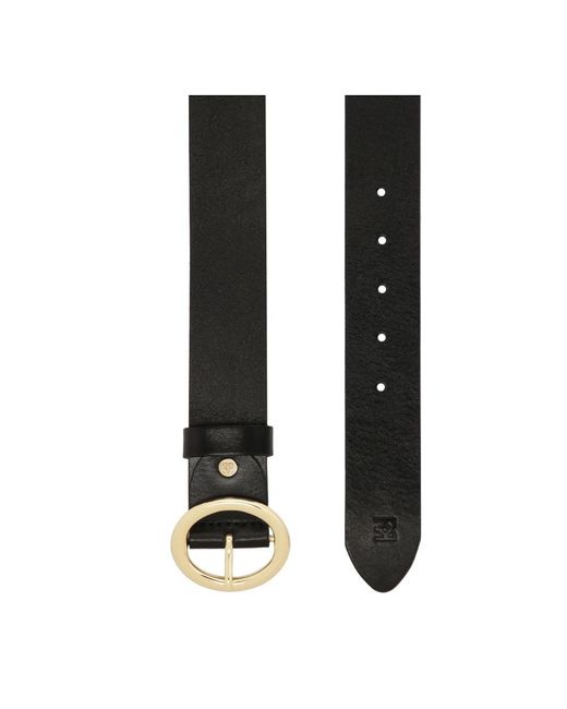 Kazar Accessoires ,Zwart ,Leer Klassieke Zwarte Riem Met Ronde Gesp in het Black