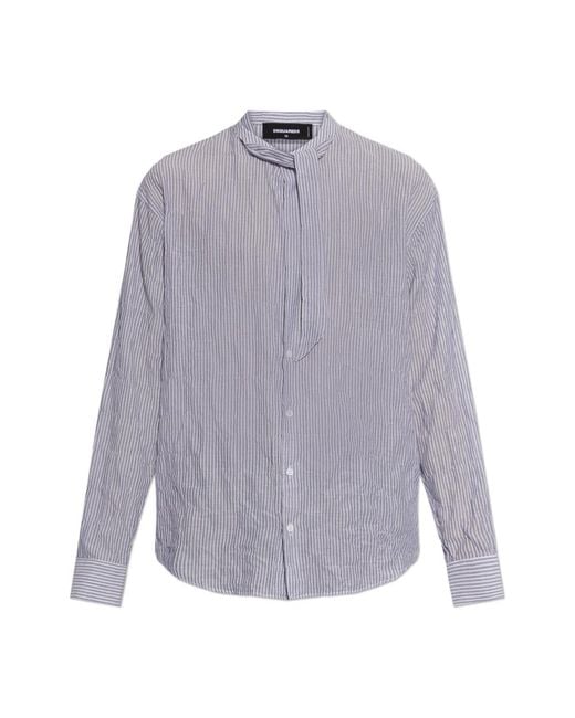 DSquared² Overhemden ,Blauw ,Katoen Gestreepte Overhemd in het Purple voor heren