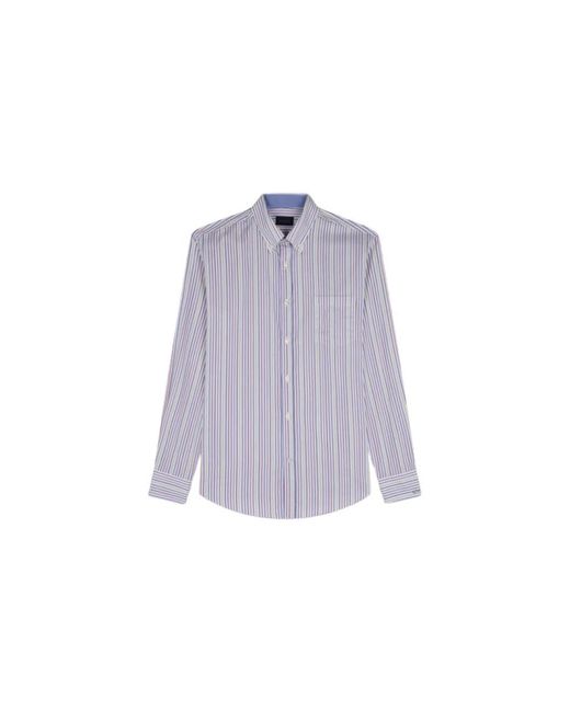 Camicia a righe in cotone - stile j-fit di Paul & Shark in Purple da Uomo