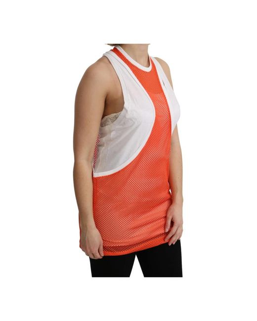DSquared² Tops ,Oranje ,Katoen Mouwloze Tanktop Met Ronde Hals En Logodetails in het Orange