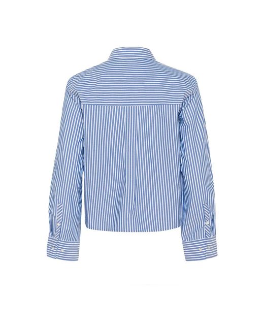 Part Two Overhemden ,Blauw ,Katoen Blauw Gestreept Amparo Shirt Met Ruches in het Blue