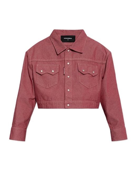 DSquared² Oversized Denim Jacket in het Red