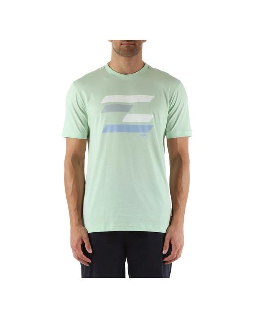 T-shirt in cotone con stampa frontale di Boss in Green da Uomo