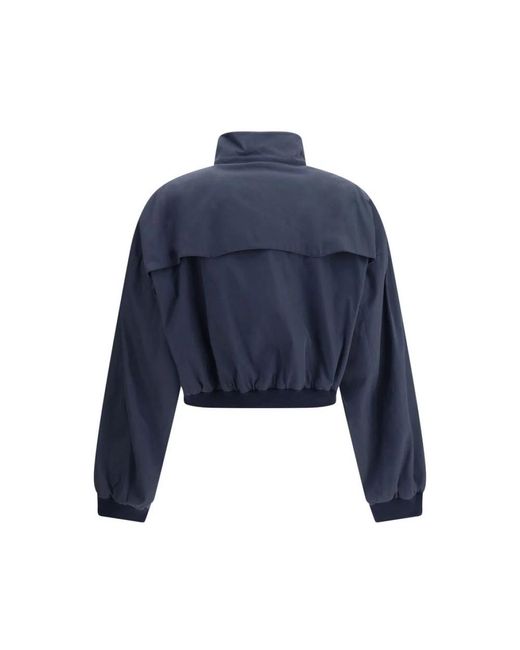 Miu Miu Blue Stilvolle Bomberjacke Mit Hohem Kragen
