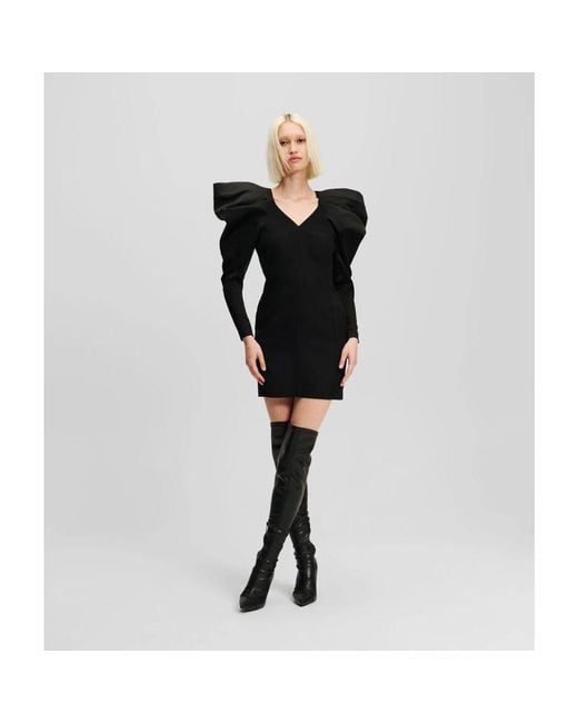 Karl Lagerfeld Black Schwarzes minikleid mit voluminösem schulterdesign