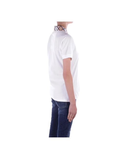 Barbour Blue Weiße t-shirts und polos mit vorderer knopfleiste